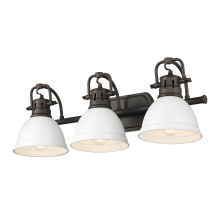 Golden 3602-BA3 RBZ-WHT - Yep by Golden Lighting Duncan 3-light Vanity in Rubbed Bronze and Matte White shade